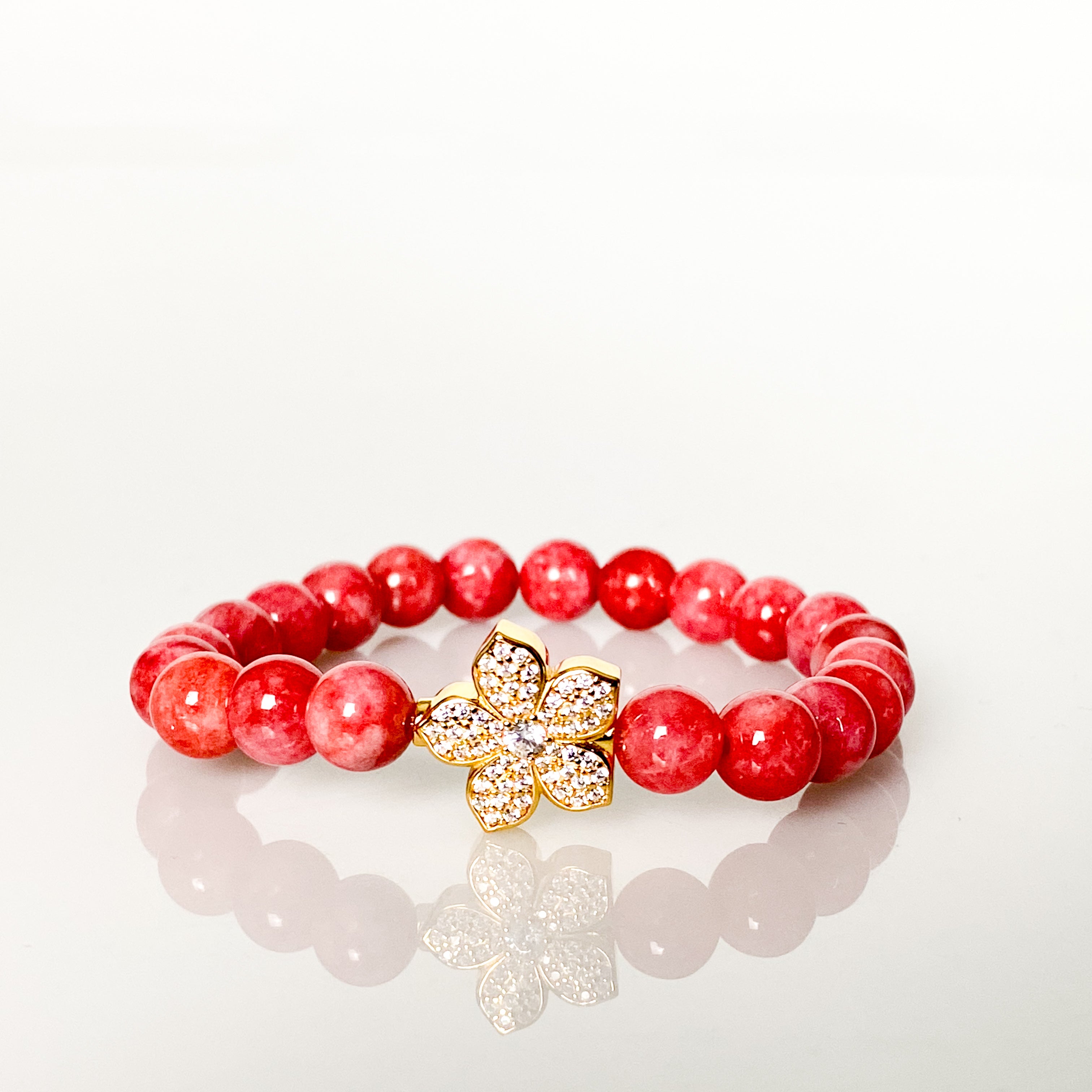 HIBISCUS ON PERSIAN PINK ELASTIC BRACELET