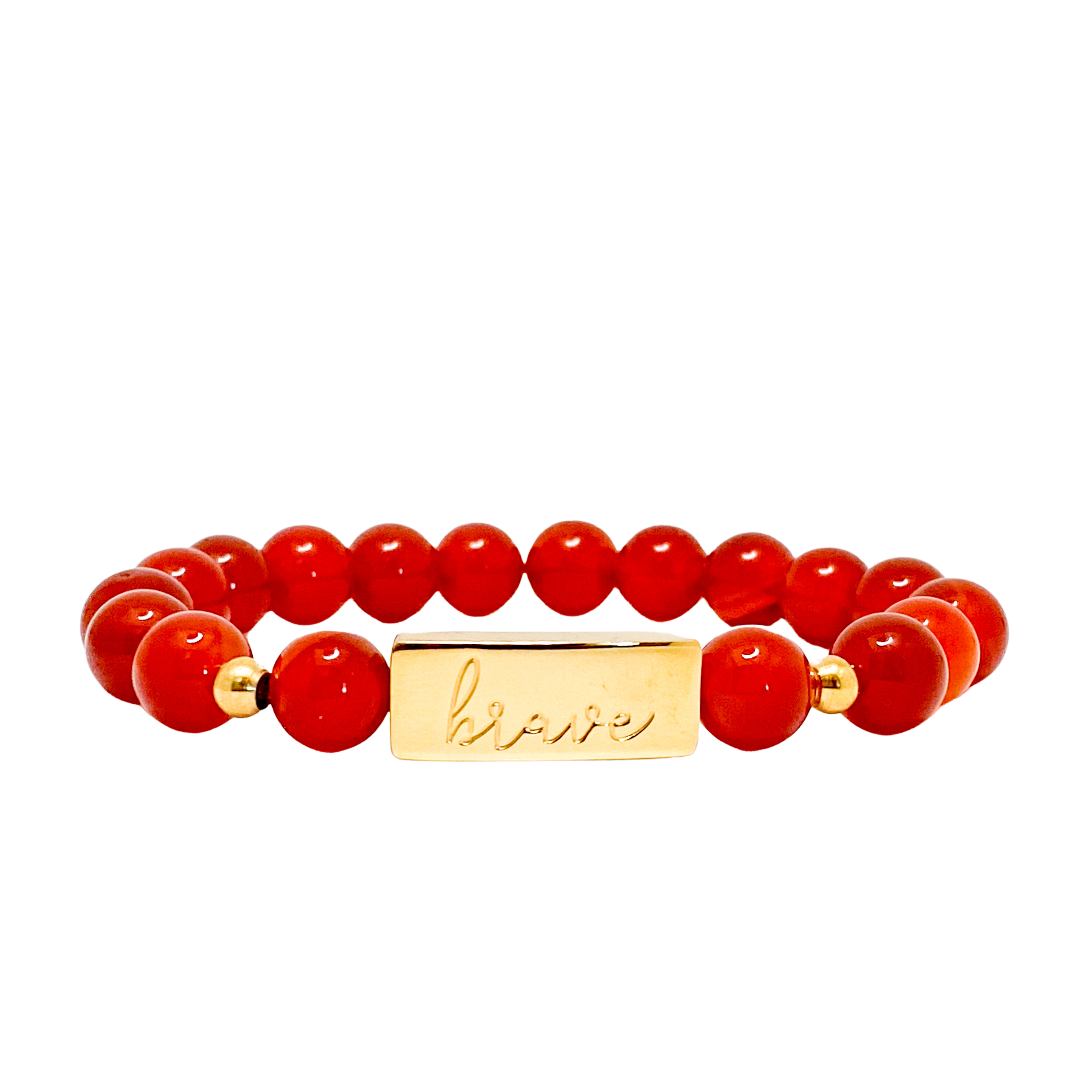 BRAVE ON CARNELIAN ELASTIC BRACELET