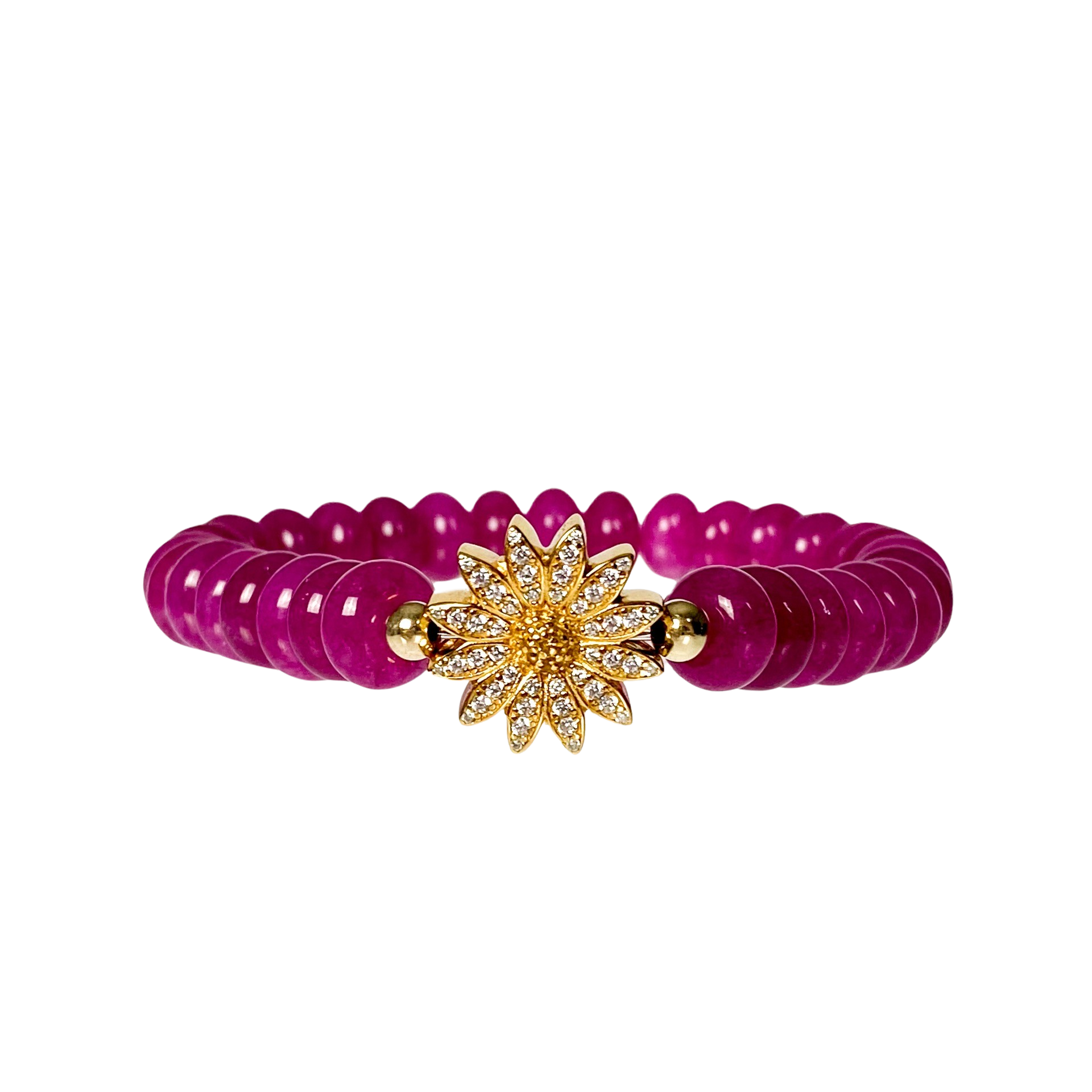 DAISY ON BEETROOT ELASTIC BRACELET