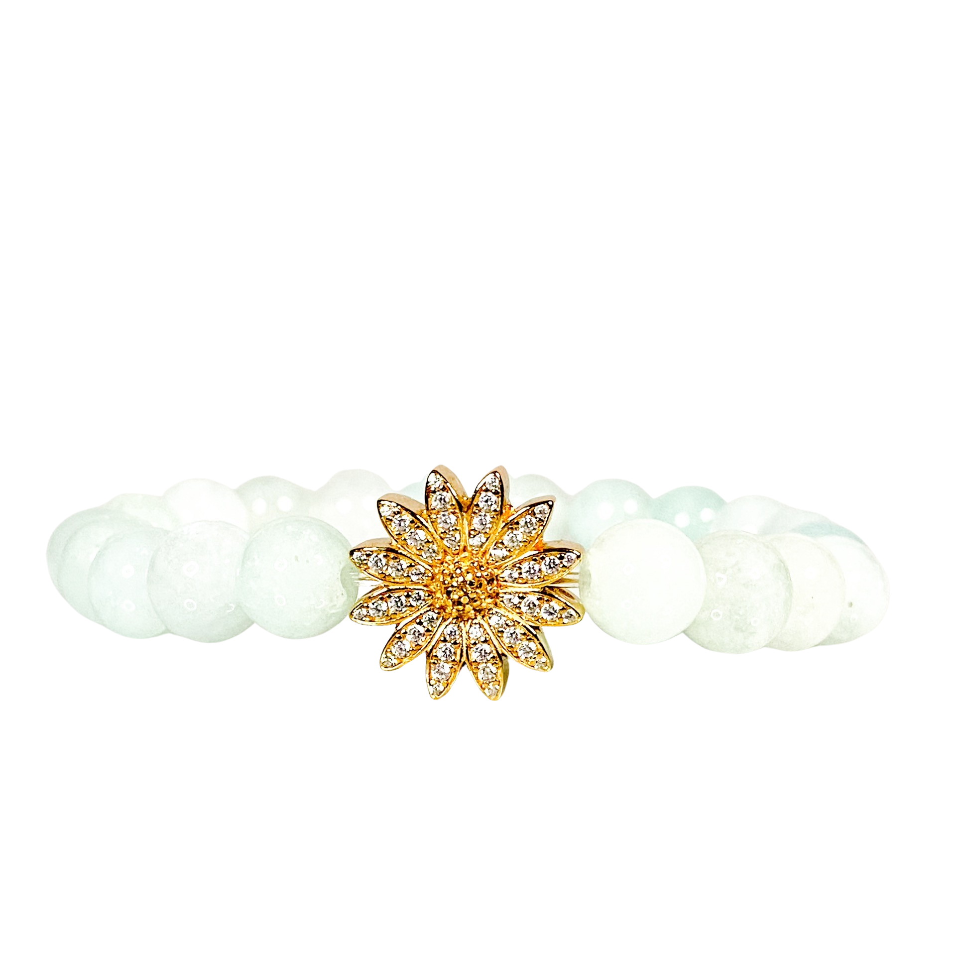 DAISY ON BEACH GLASS ELASTIC BRACELET