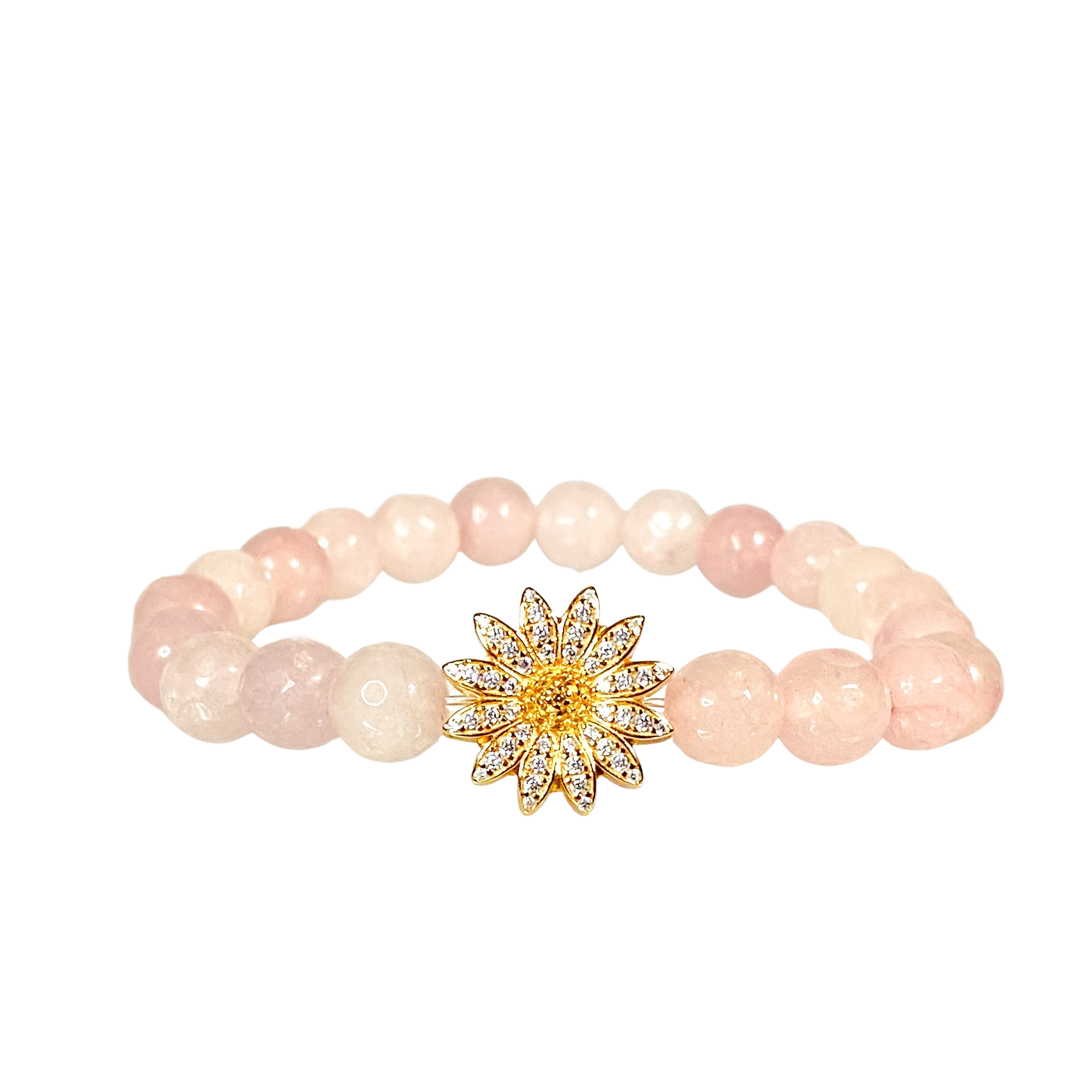 DAISY ON ROSE JADE ELASTIC BRACELET