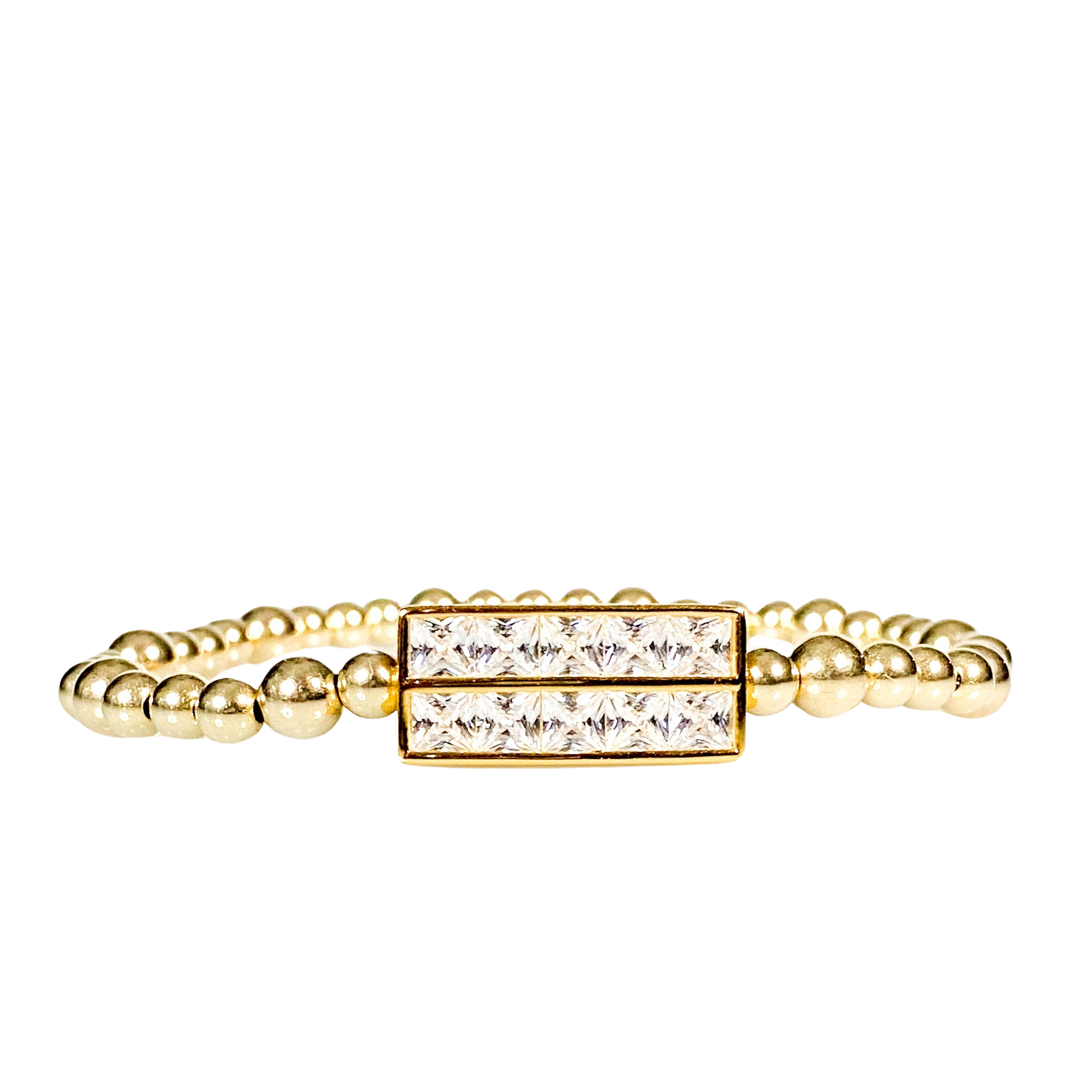 PRINCESS BAR ON GOLD FILLED BEADS ELASTIC BRACELET