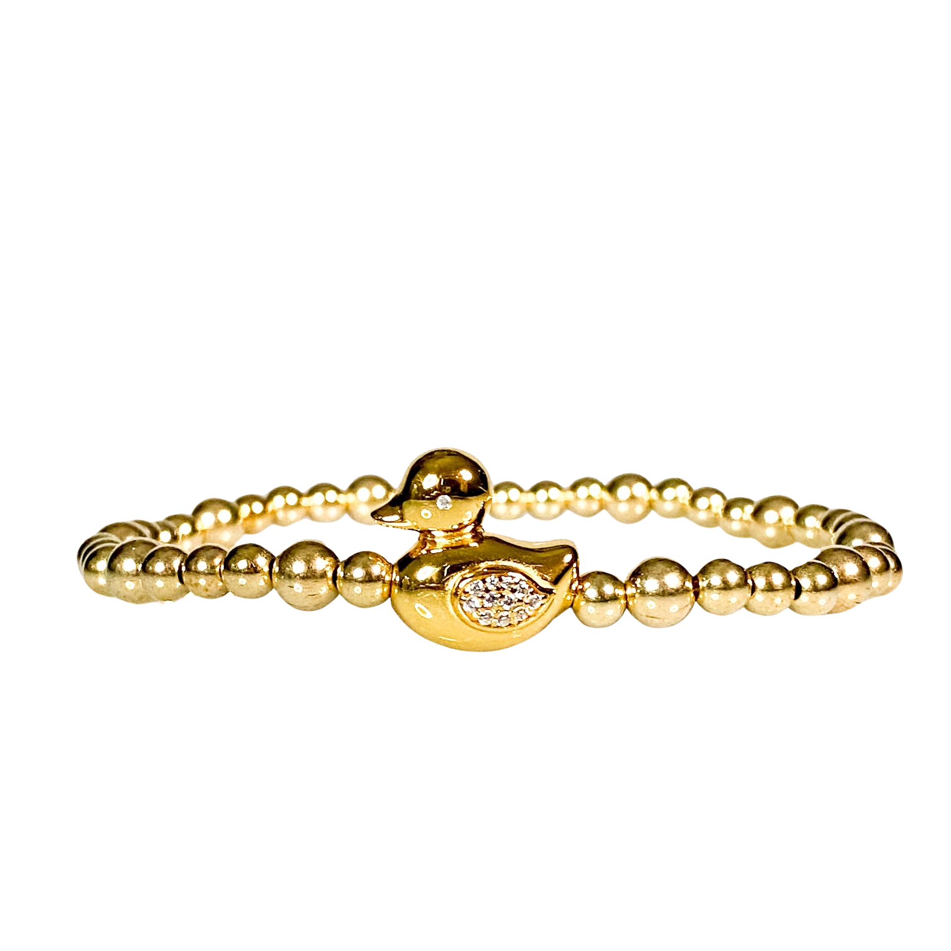 DUCK ON GOLD FILLED BEADS ELASTIC BRACELET