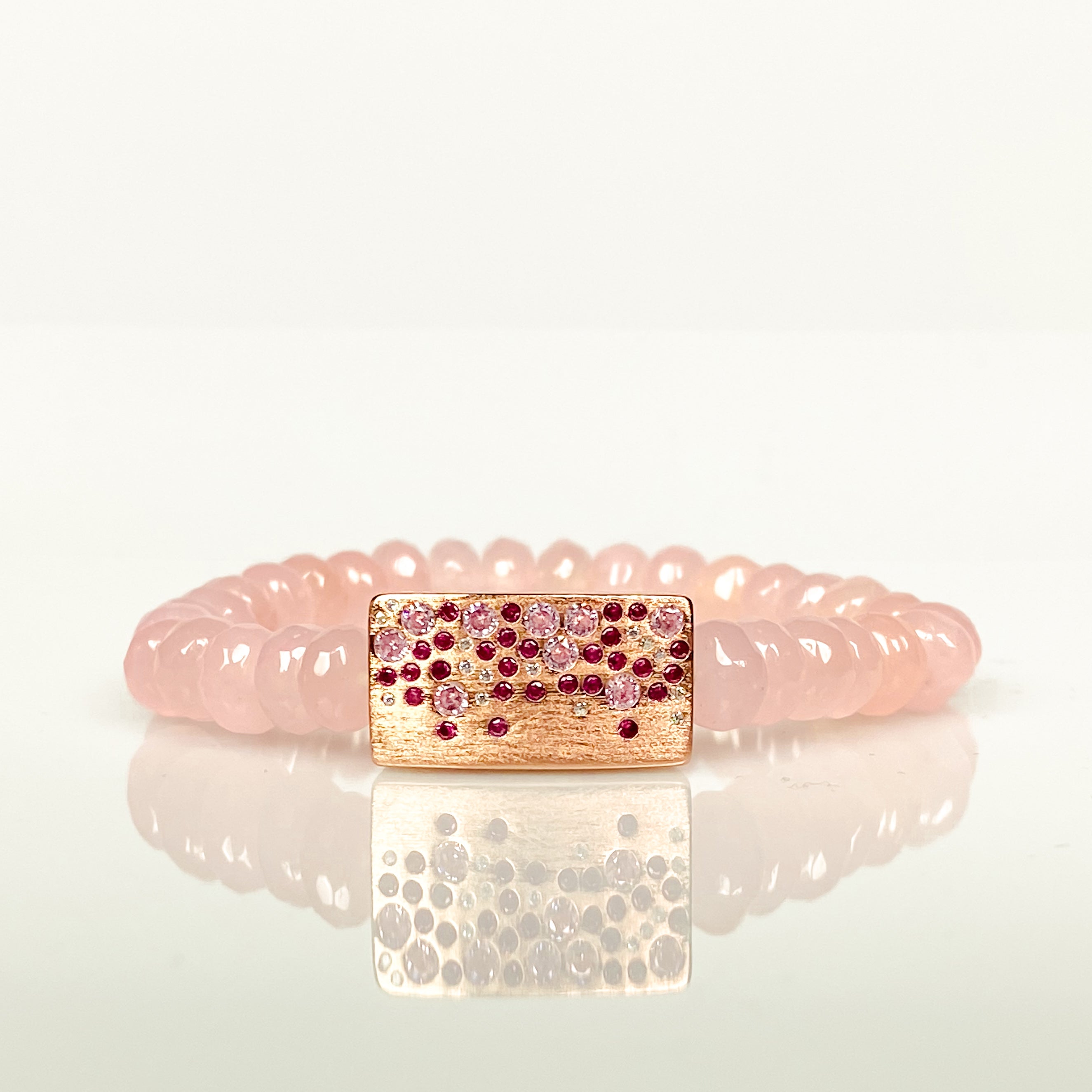 GYPSY BAR ON ROSE JADE ELASTIC BRACELET