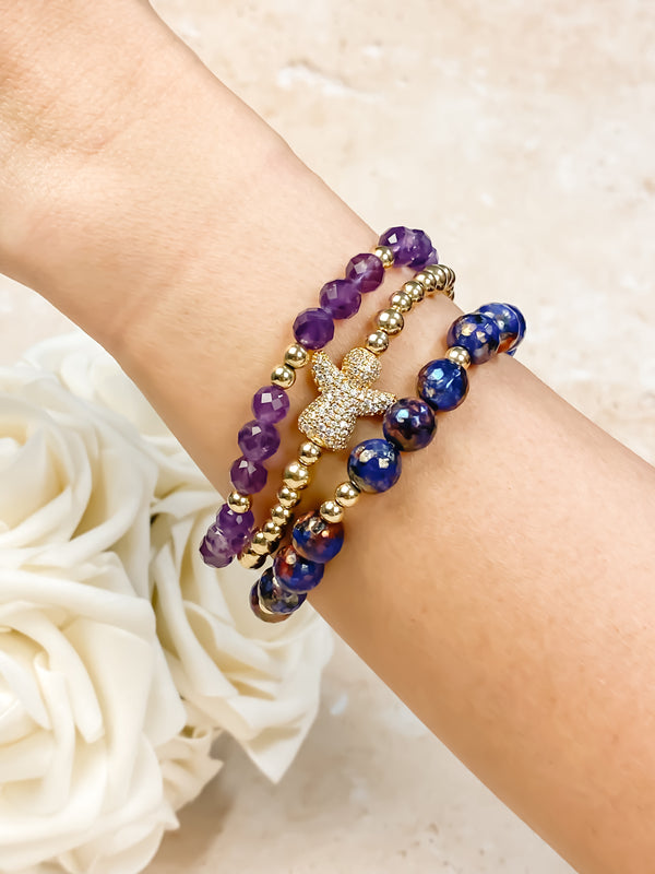ANGEL ON GOLD FILLED BEADS ELASTIC BRACELET