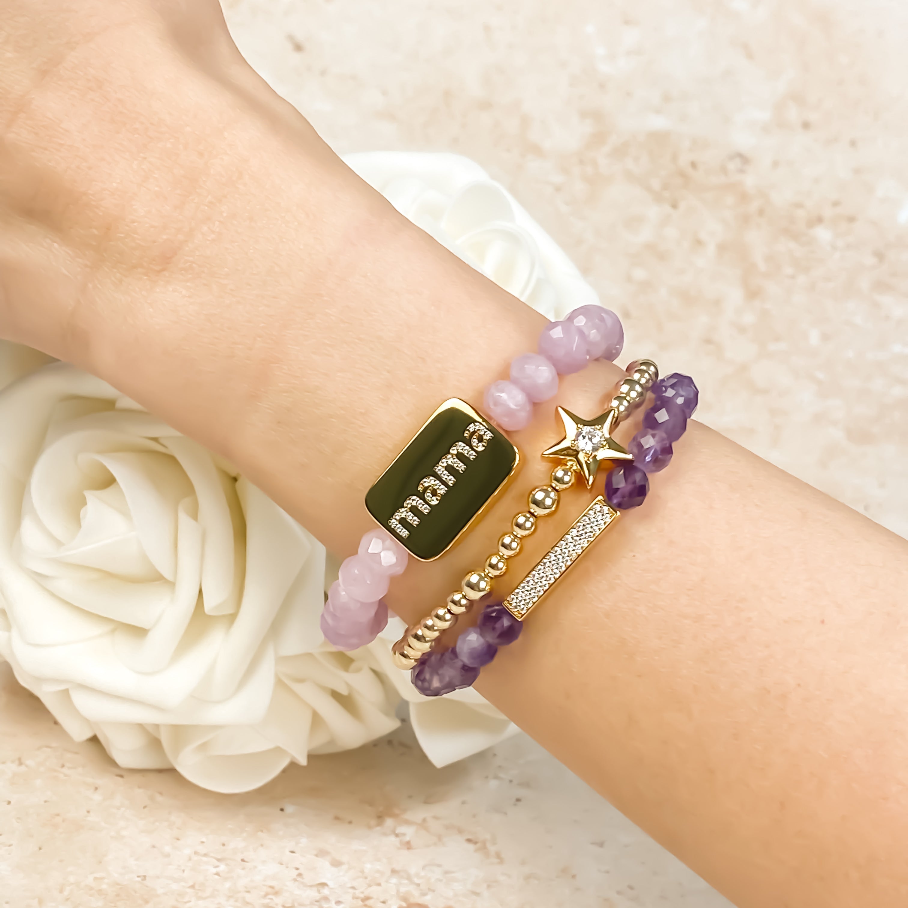 MAMA ON MAUVE MIST ELASTIC BRACELET
