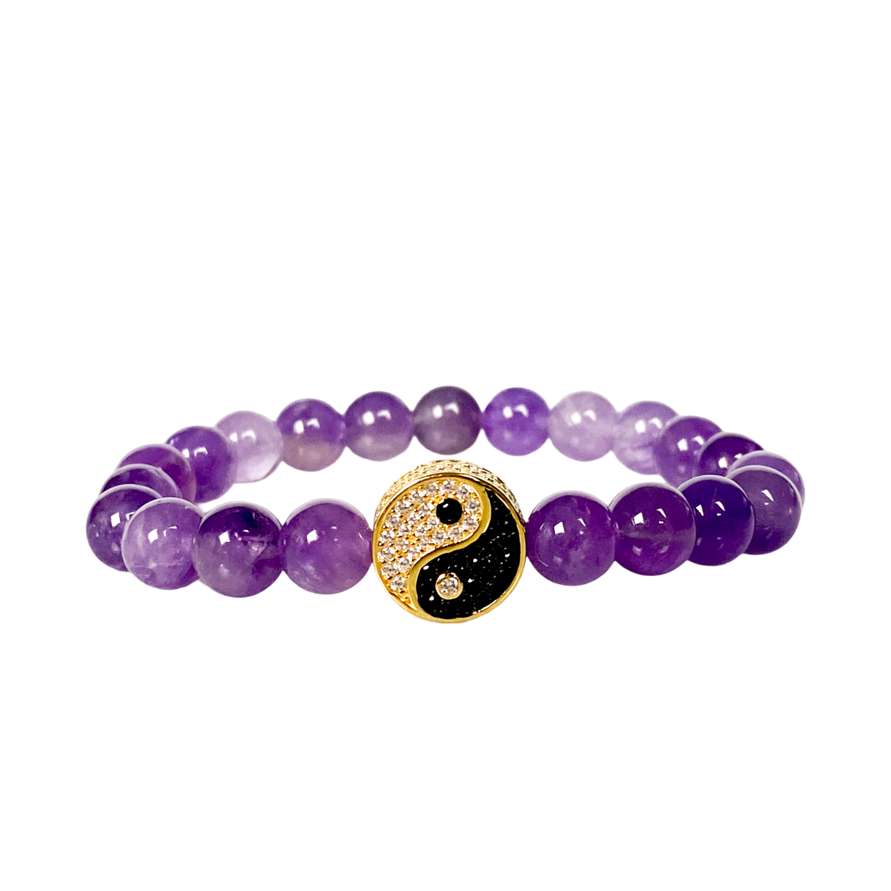YINYANG ON AMETHYST ELASTIC BRACELET