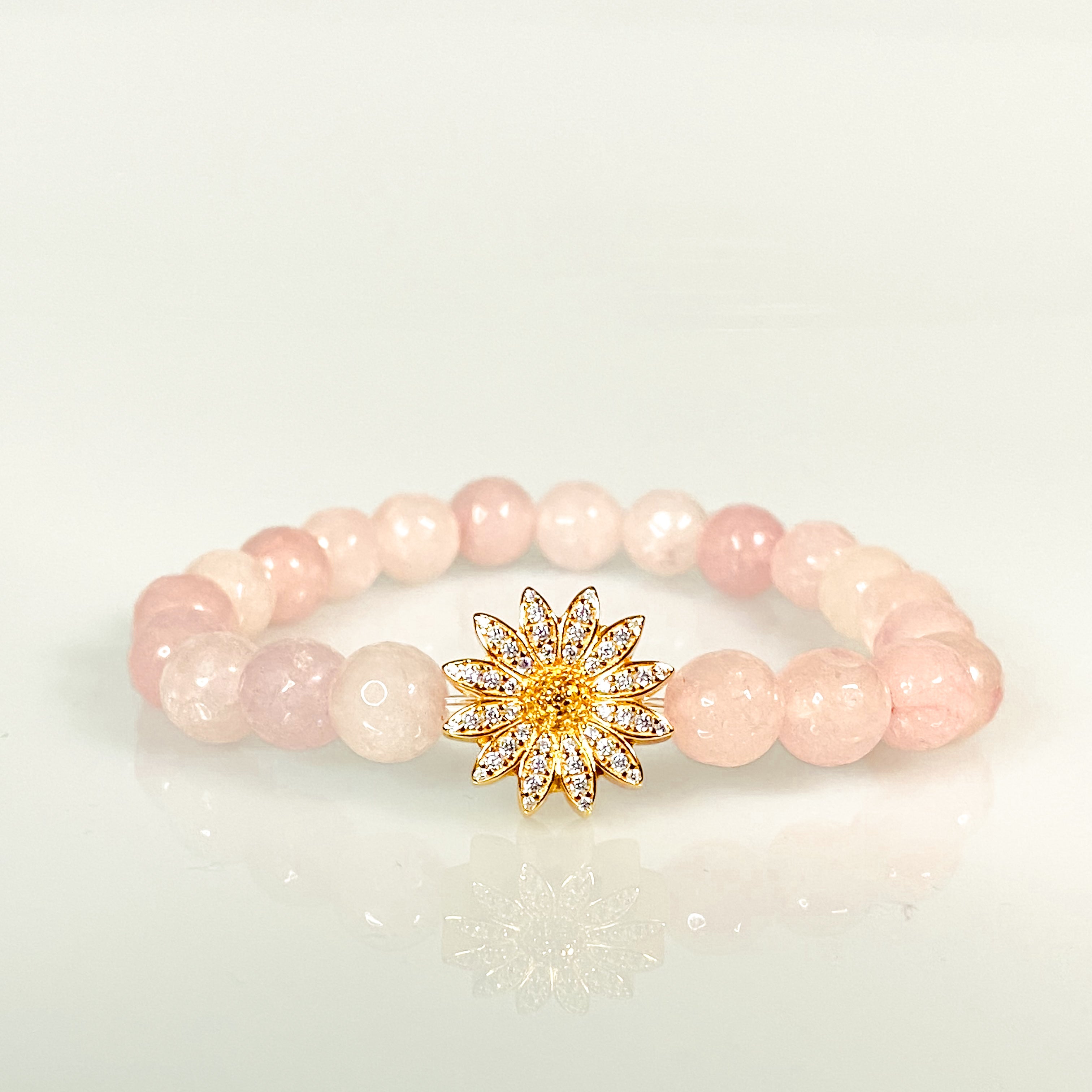 DAISY ON ROSE JADE ELASTIC BRACELET