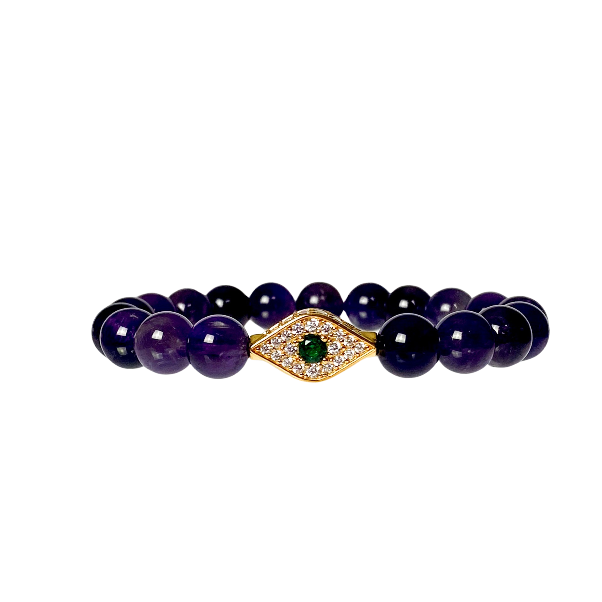 EVIL EYE ON AMETHYST ELASTIC BRACELET