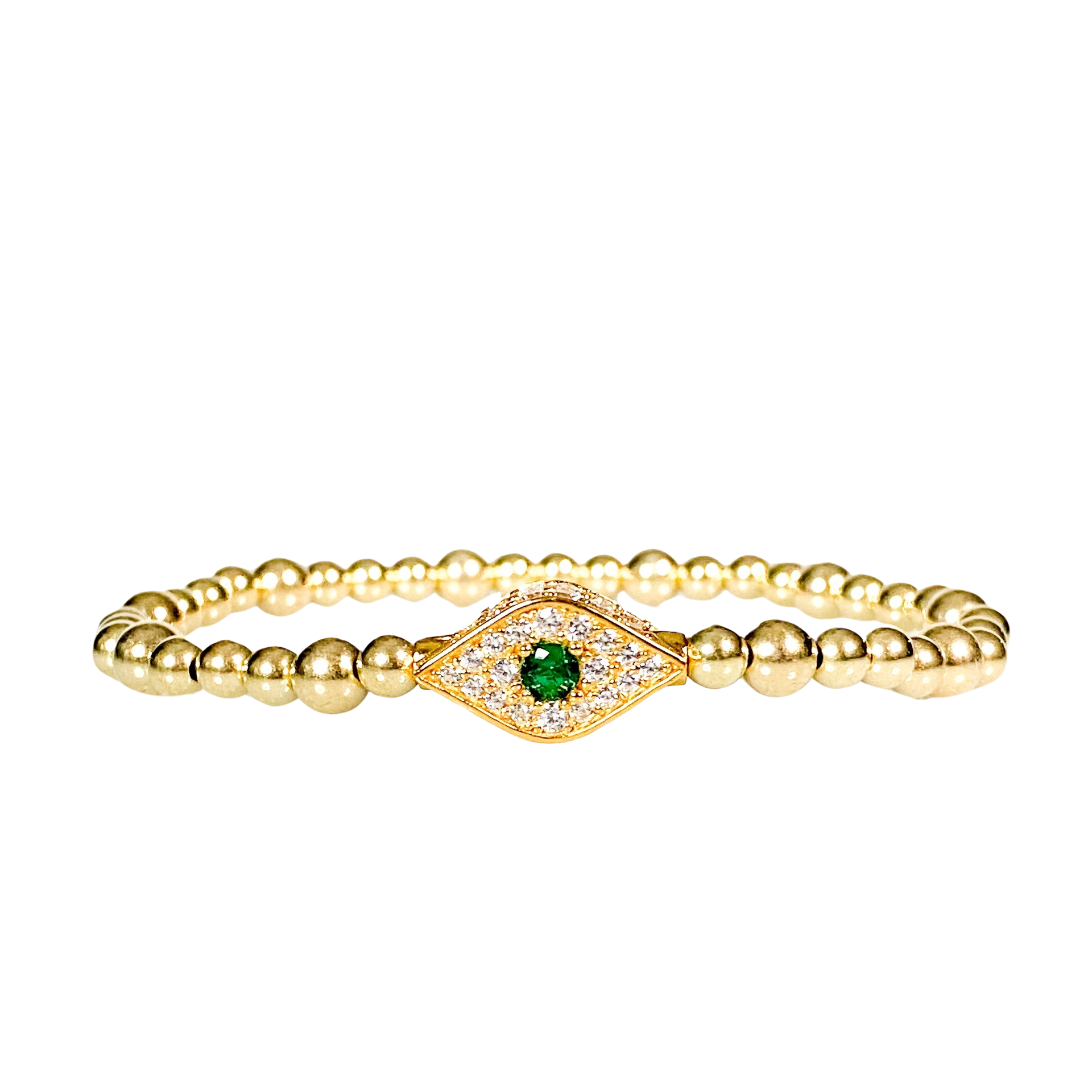 EVIL EYE ON GOLD FILLED BEADS ELASTIC BRACELET