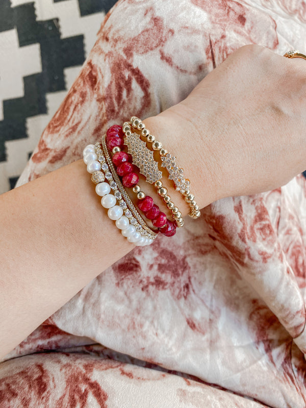 ROSITAS ON GOLD FILLED BEADS ELASTIC BRACELET