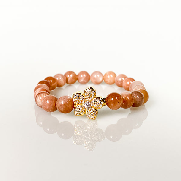 HIBISCUS ON SUNSTONE ELASTIC BRACELET