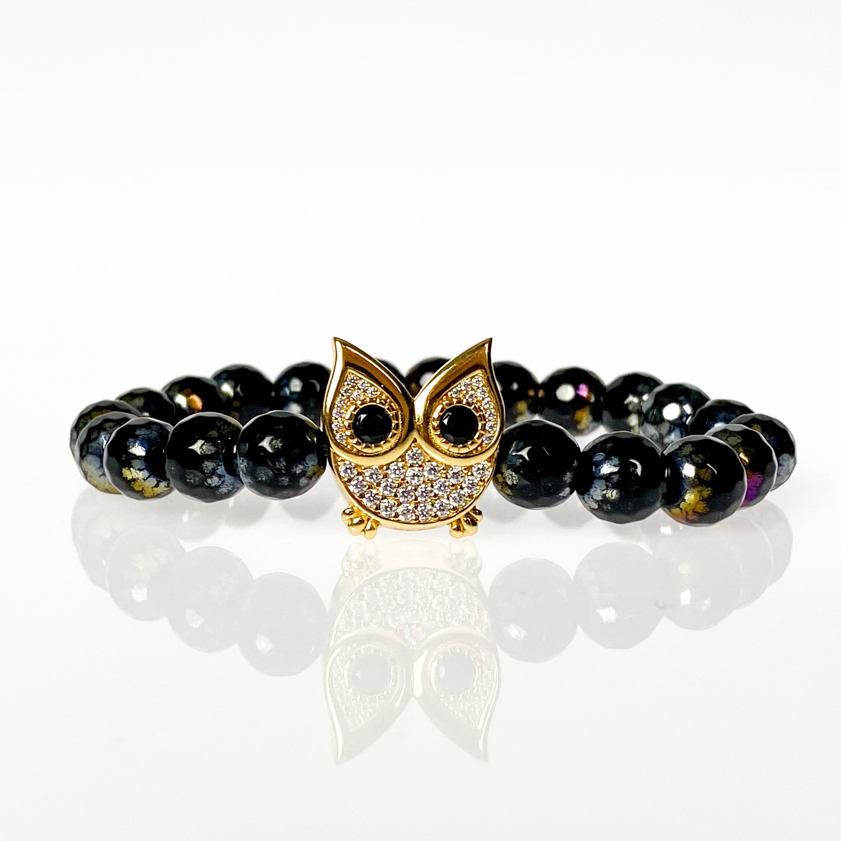 OWL ON BLACK GALA ELASTIC BRACELET