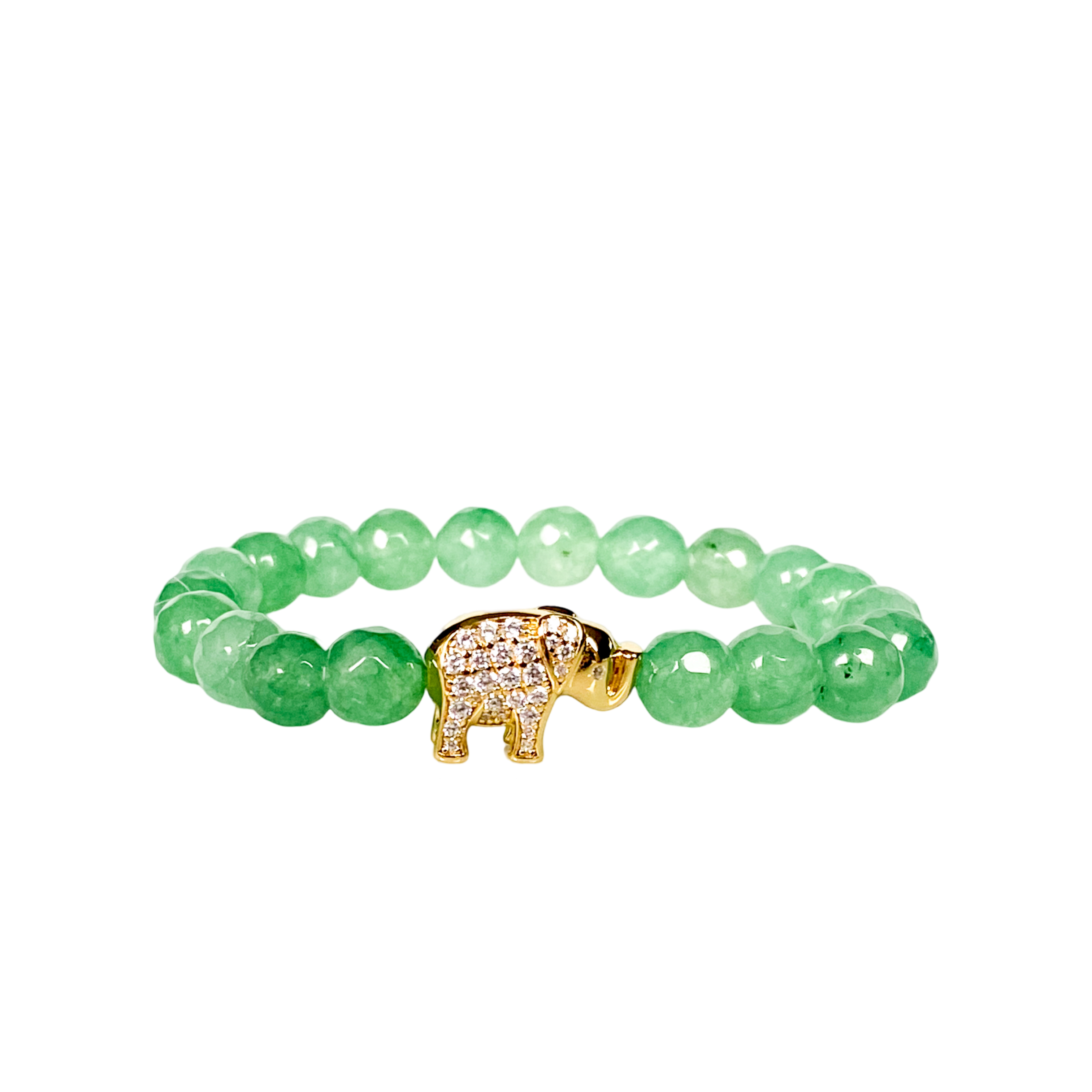 ELEPHANT ON GREEN AVENTURINE ELASTIC BRACELET