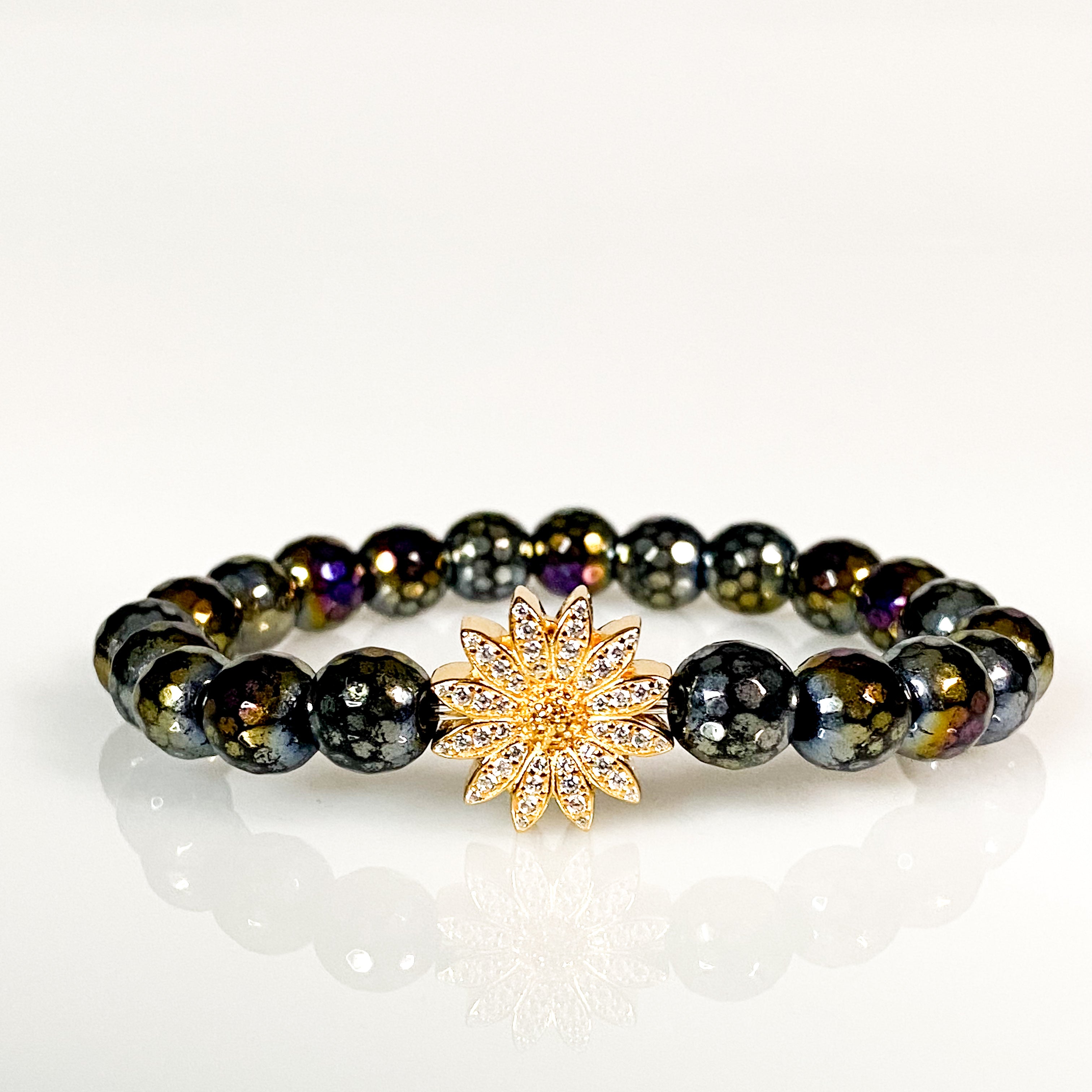 DAISY ON BLACK GALA ELASTIC BRACELET