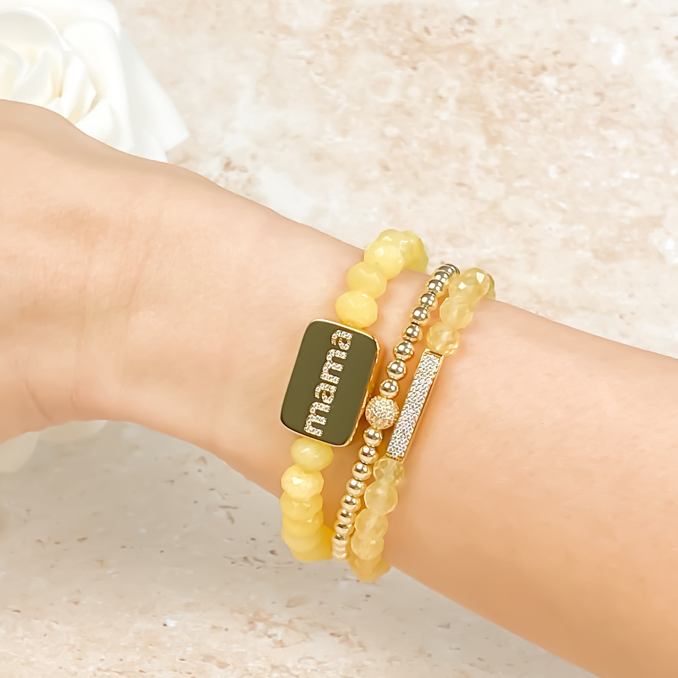 MAMA ON LEMON DROP ELASTIC BRACELET