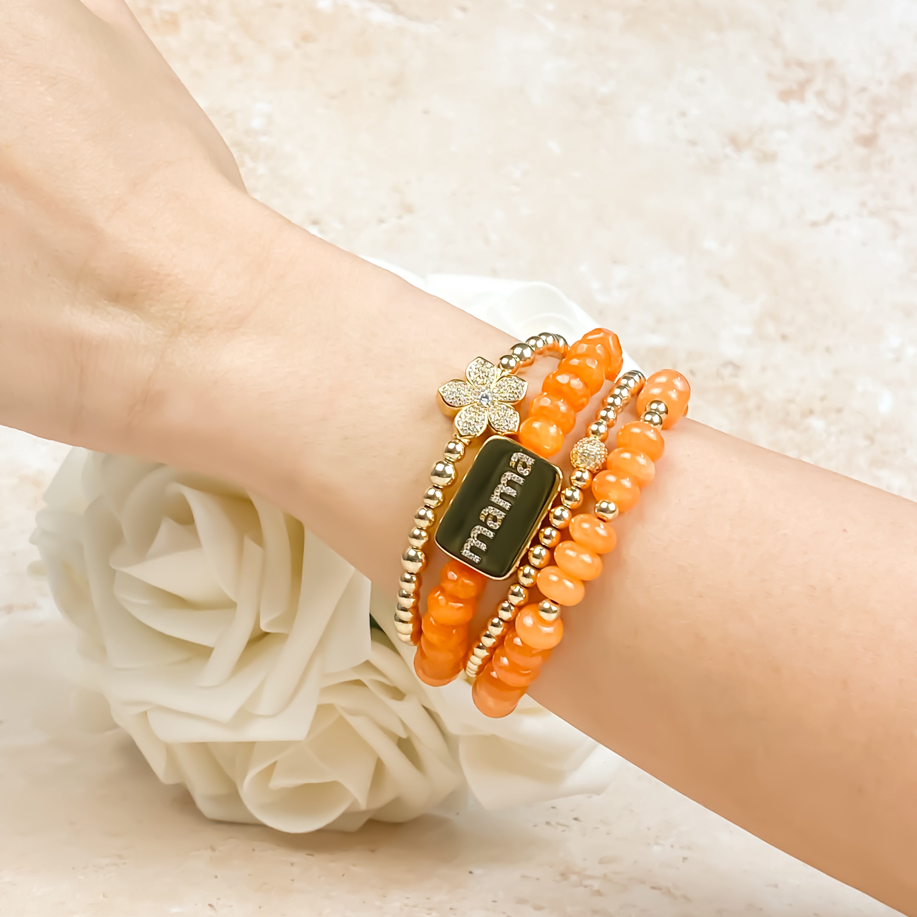 MAMA ON GOLDEN POPPY ELASTIC BRACELET
