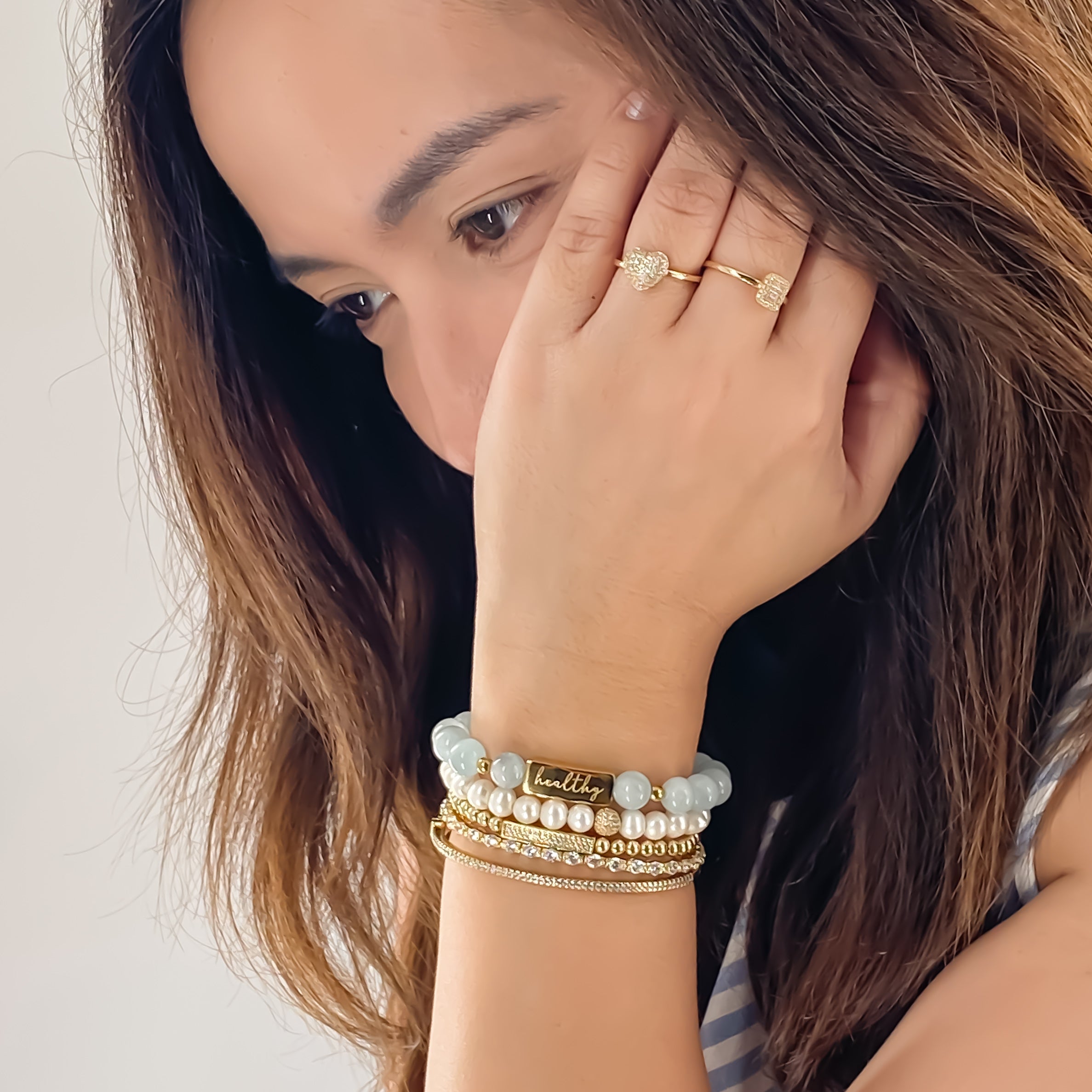 HEALTHY ON AQUAMARINE ELASTIC BRACELET