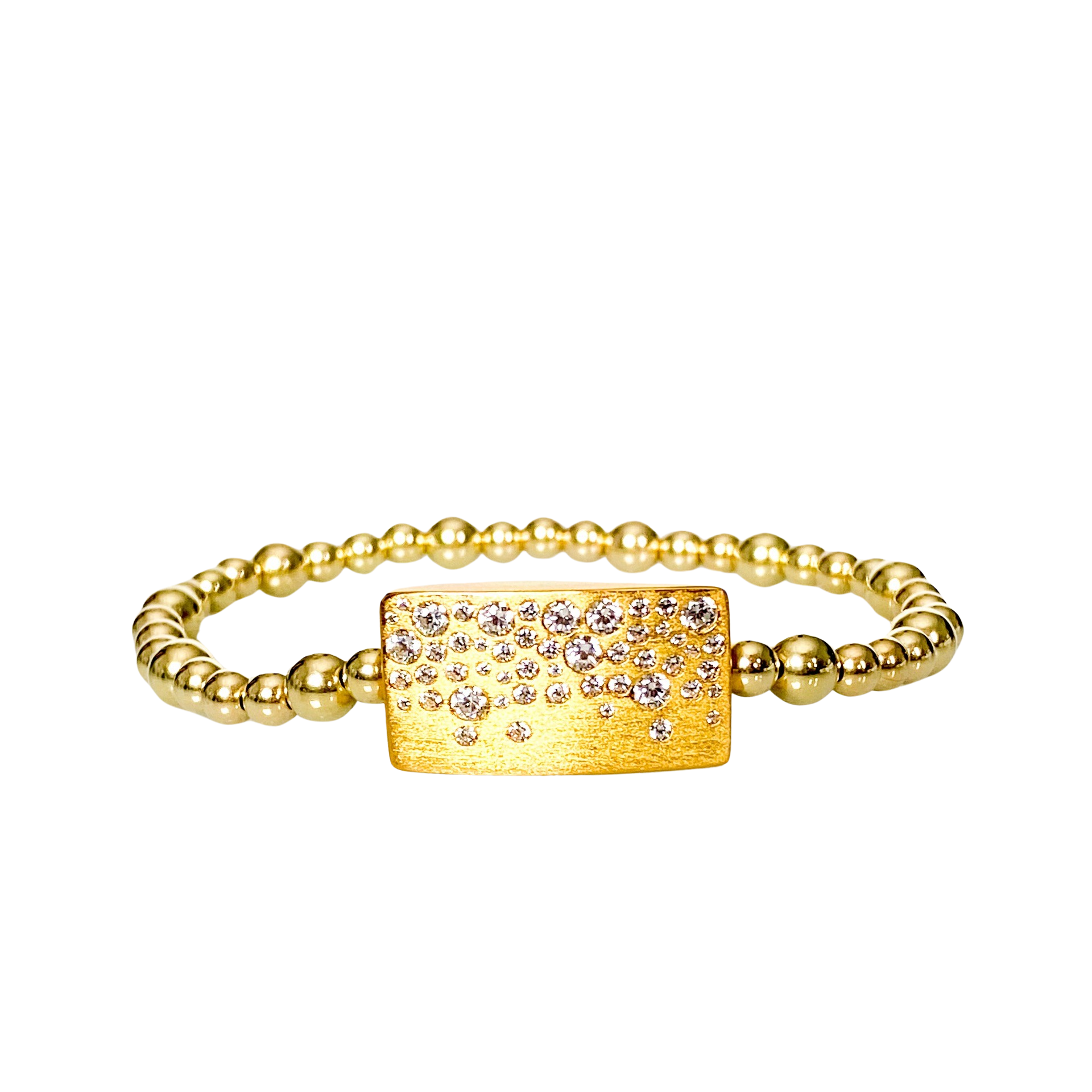 GYPSY BAR ON GOLD FILLED BEADS ELASTIC BRACELET