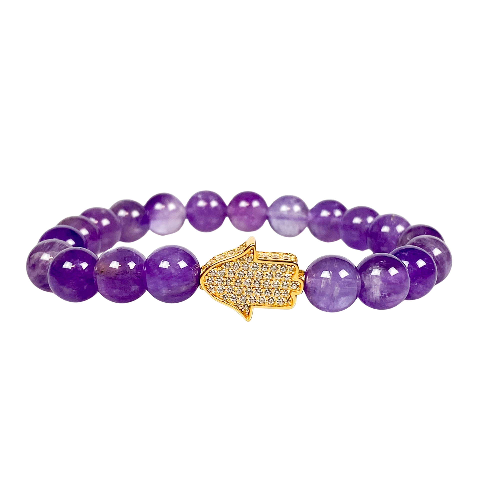 HAMSA ON AMETHYST ELASTIC BRACELET