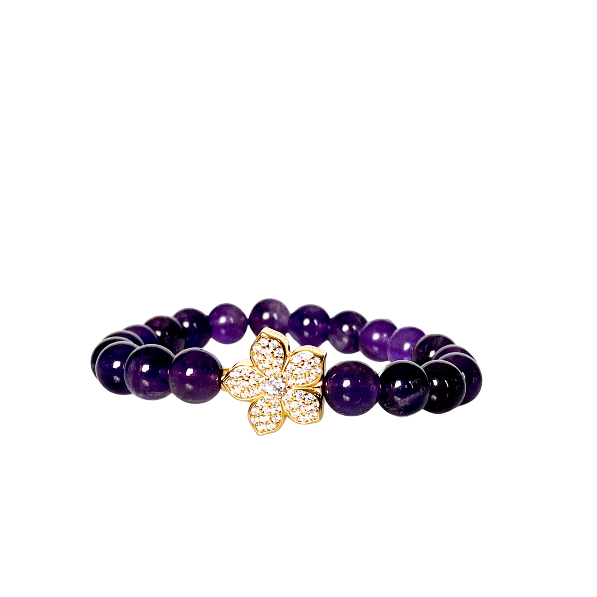 HISBISCUS ON AMETHYST ELASTIC BRACELET