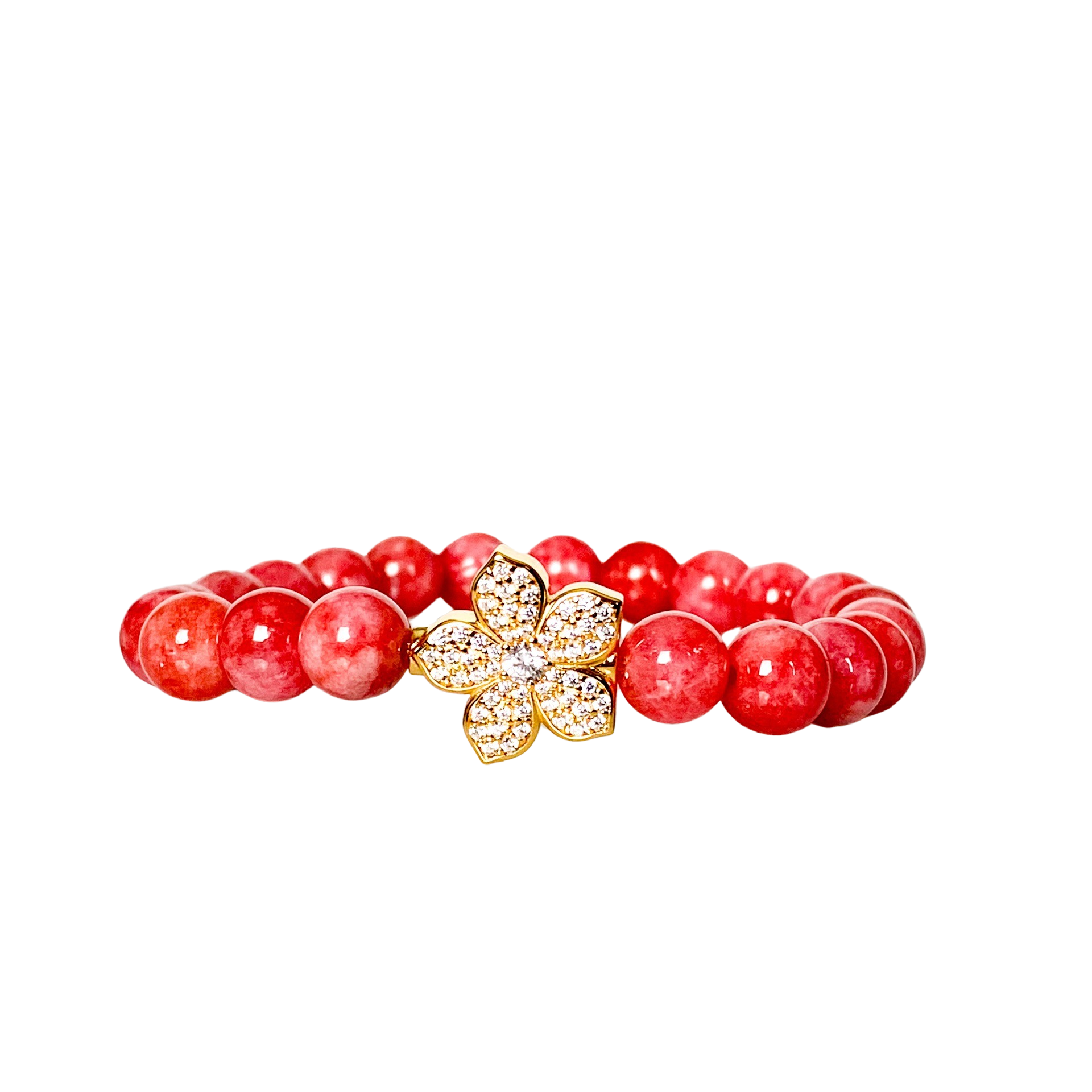 HIBISCUS ON PERSIAN PINK ELASTIC BRACELET