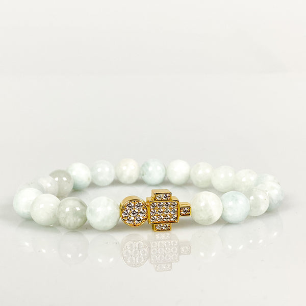 BOY CHARM ON AQUAMARINE ELASTIC BRACELET