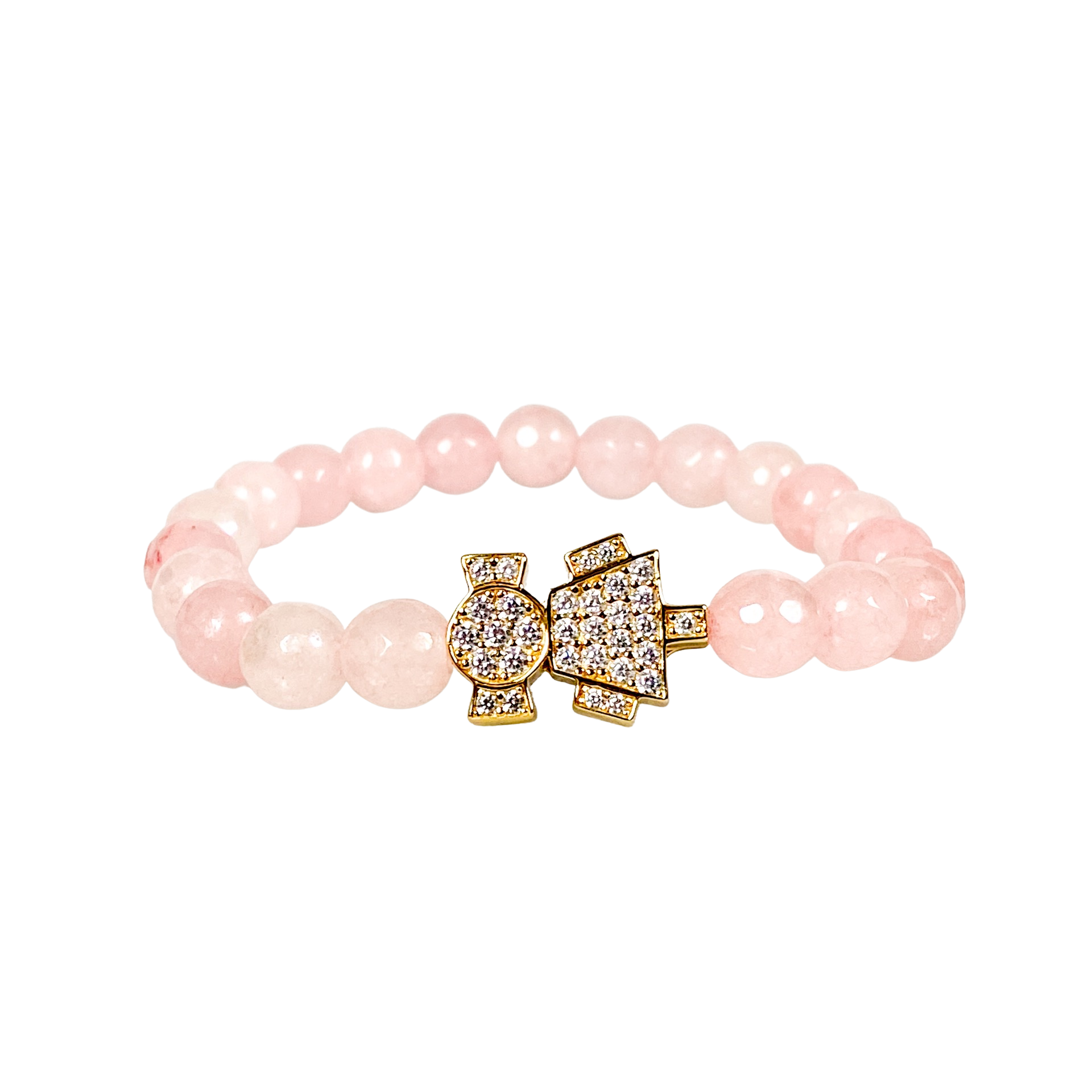 GIRL CHARM ON ROSE JADE ELASTIC BRACELET