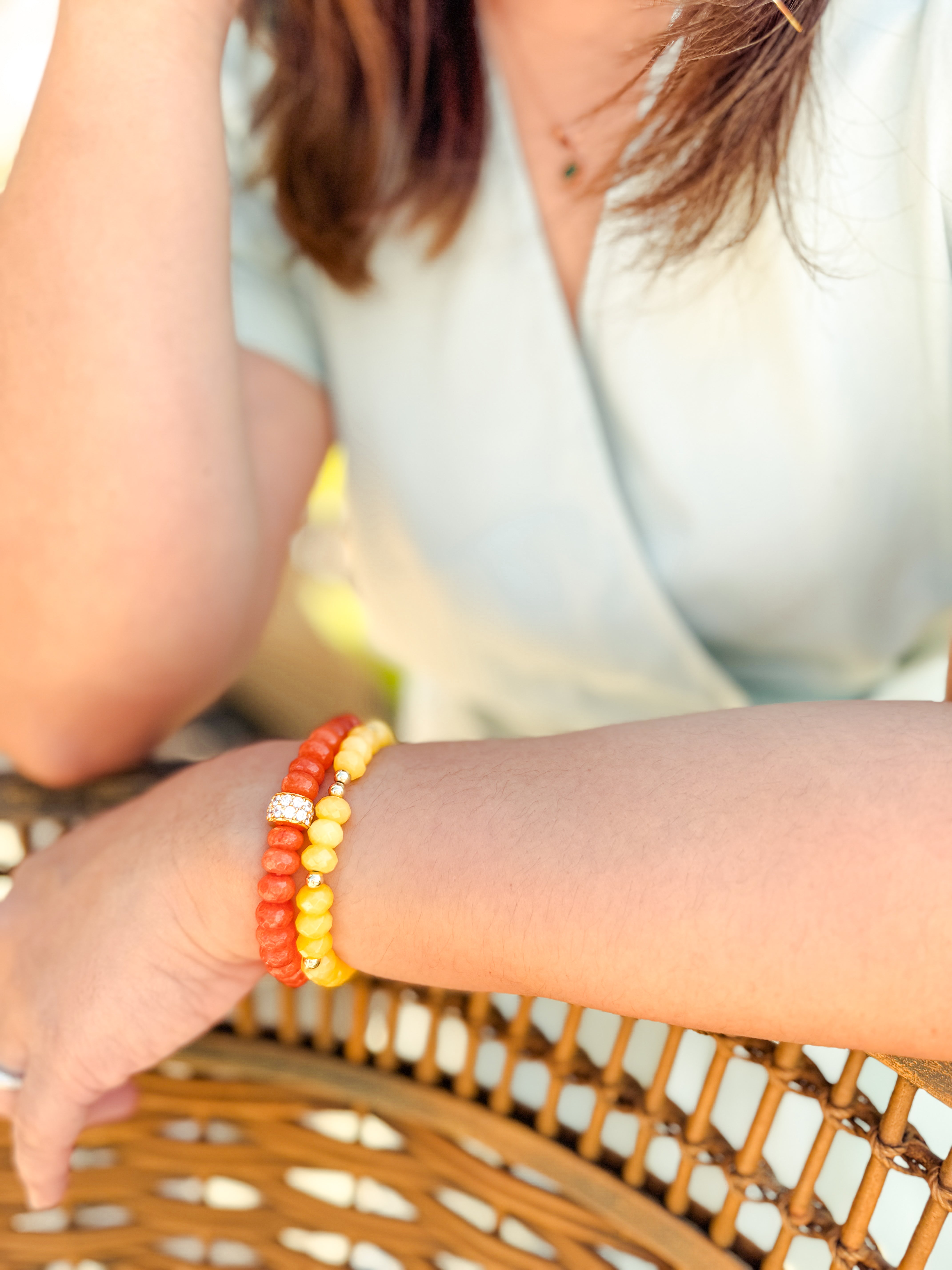 RONDELLE ON GOLDEN POPPY ELASTIC BRACELET