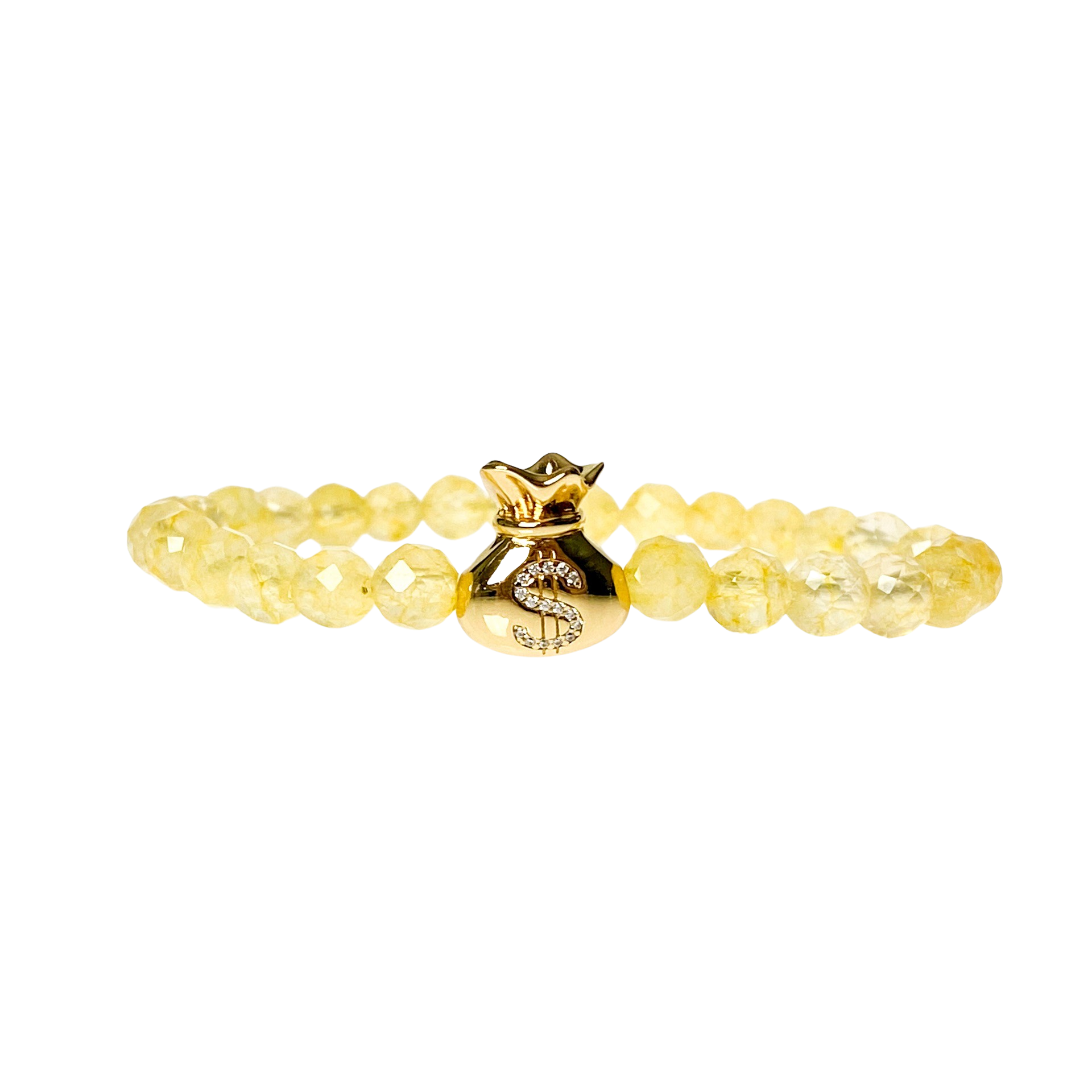MONEY BAG ON CITRINE ELASTIC BRACELET