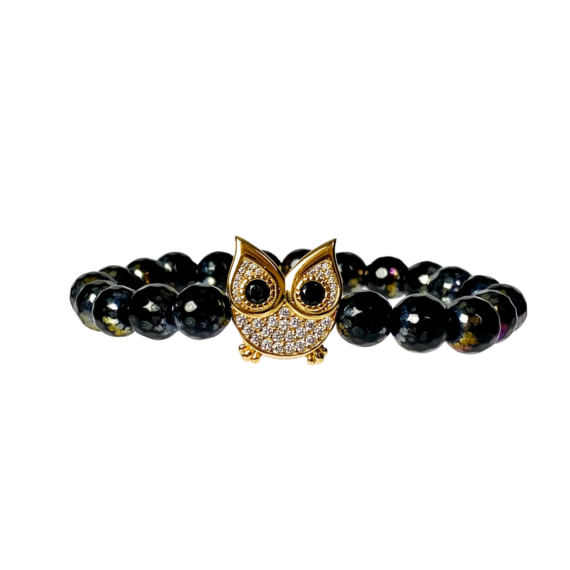 OWL ON BLACK GALA ELASTIC BRACELET