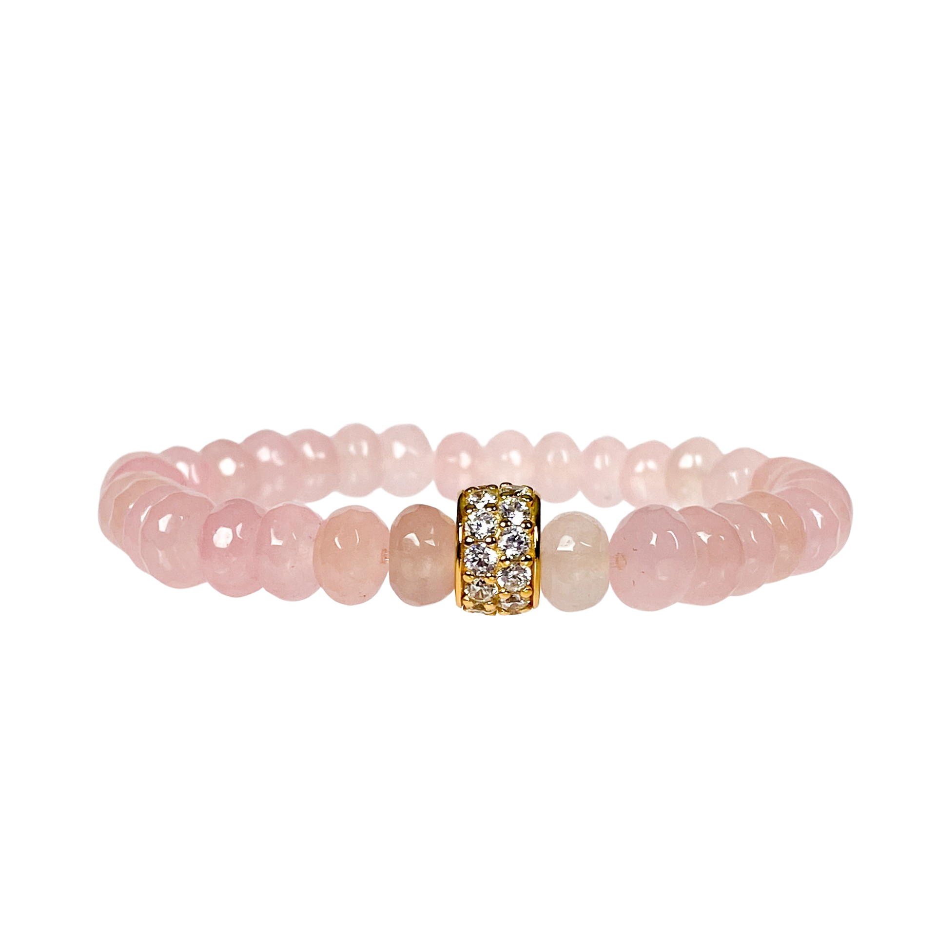 RONDELLE ON ROSE JADE ELASTIC BRACELET