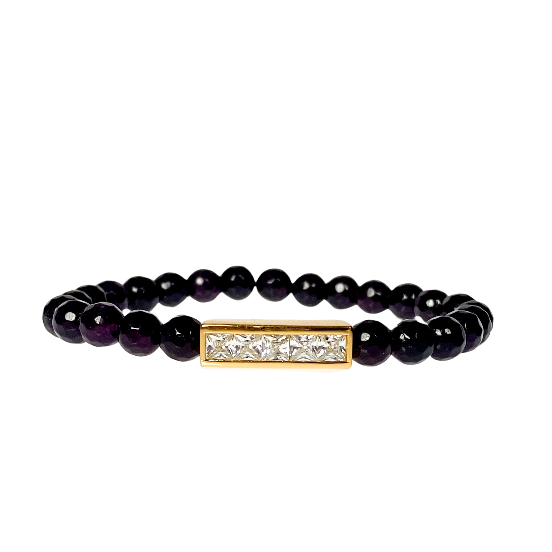 MINI PRINCESS BAR ON AUBERGINE ELASTIC BRACELET