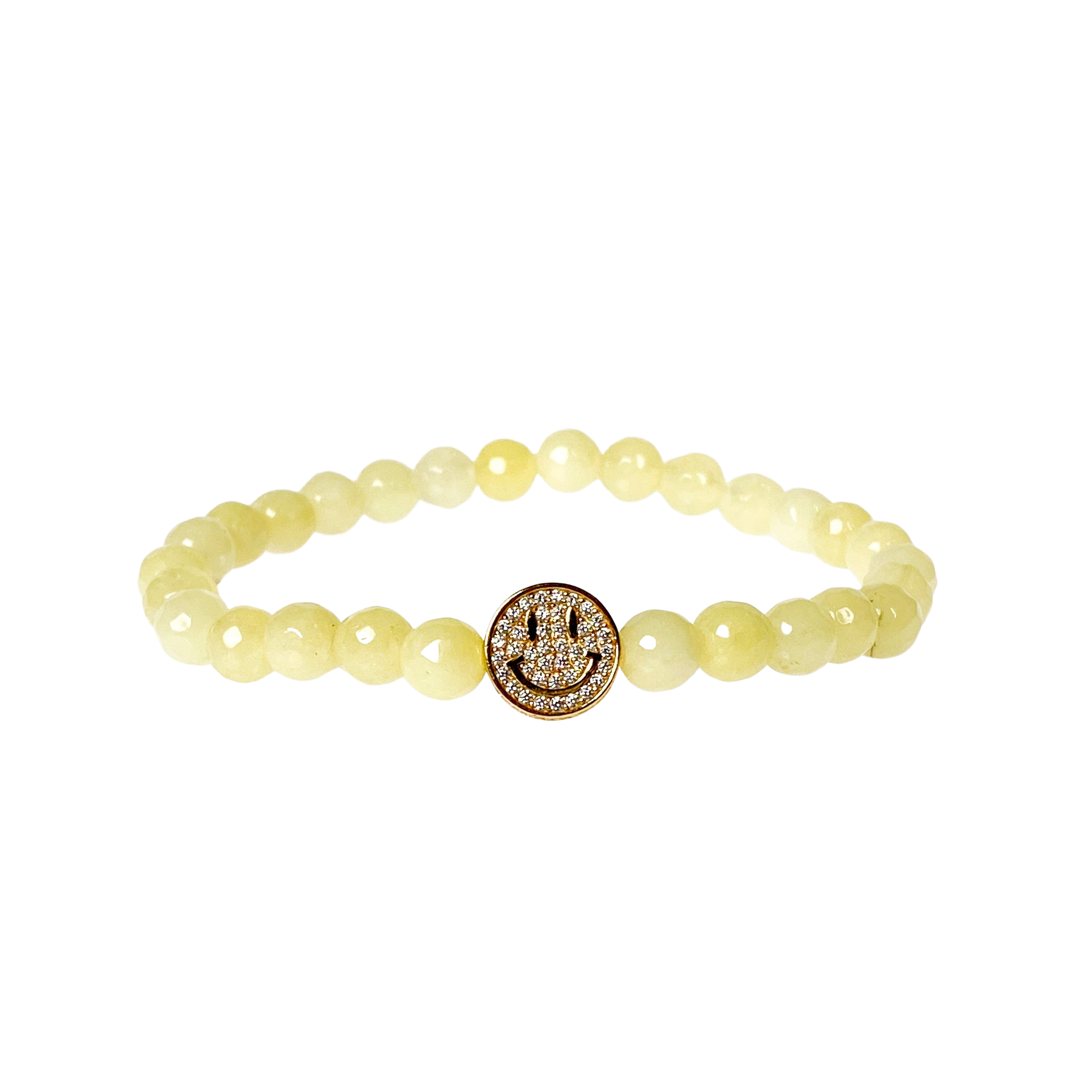 SMILEY FACE ON YELLOW CREAM ELASTIC BRACELET