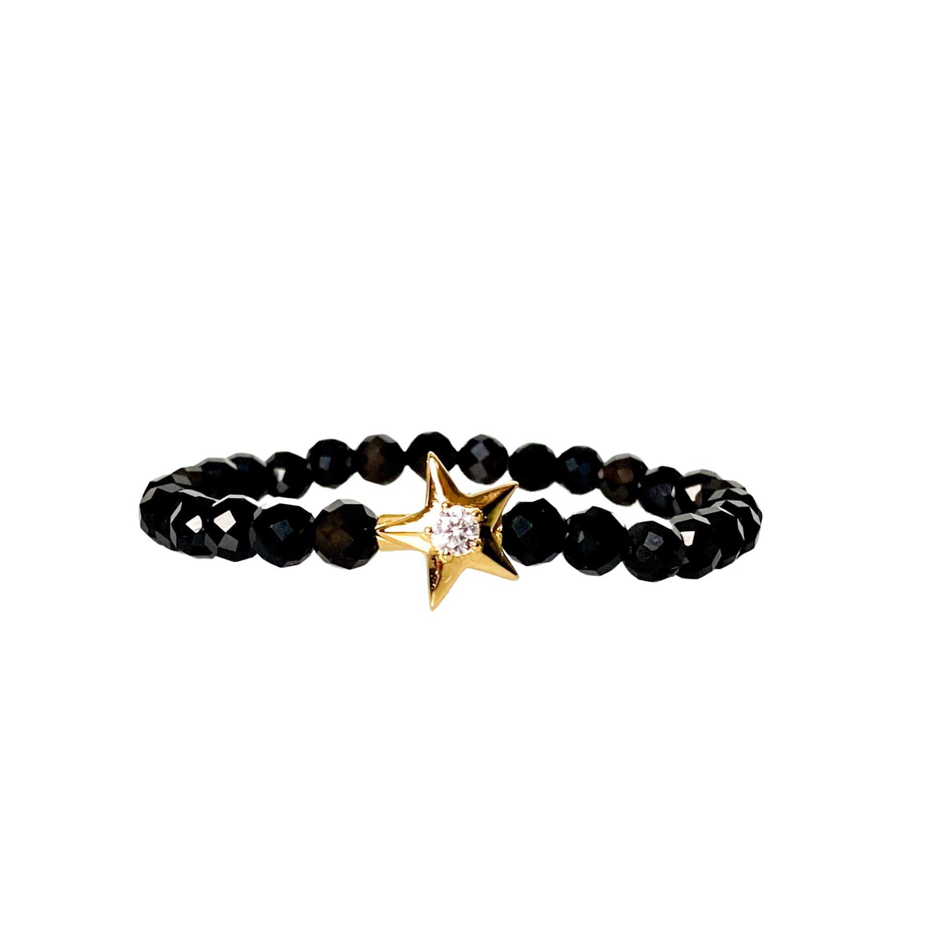 STAR ON BLACK ONYX ELASTIC BRACELET