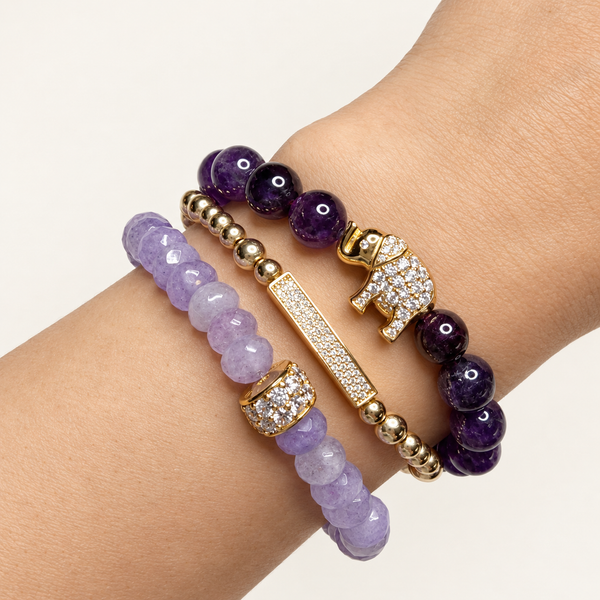 RONDELLE ON PURPLE ROSE JADE BRACELET