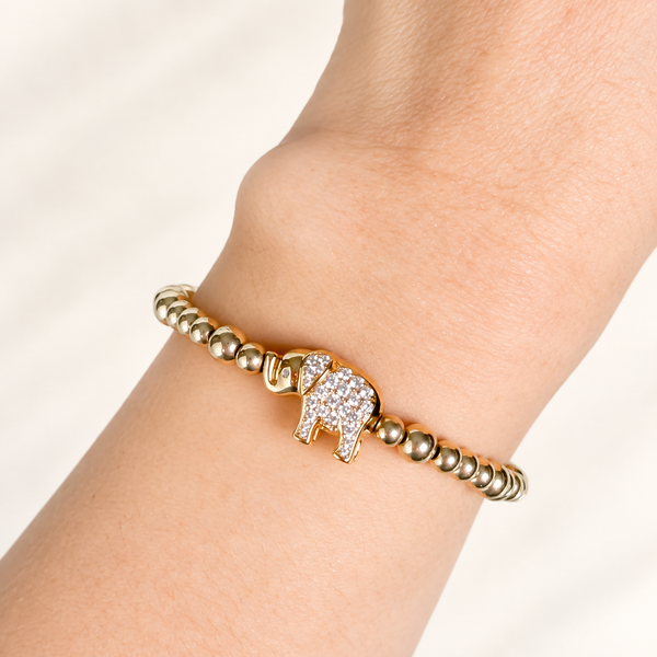 ELEPHANT ON GOLD FILLED BEAD BRACELET