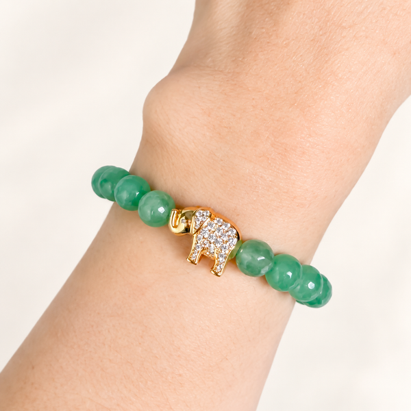 ELEPHANT ON GREEN AVENTURINE BRACELET