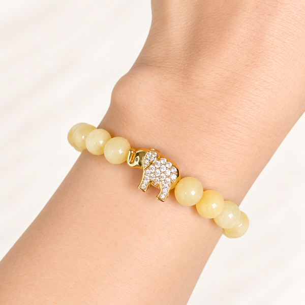ELEPHANT ON HONEY ONYX BRACELET