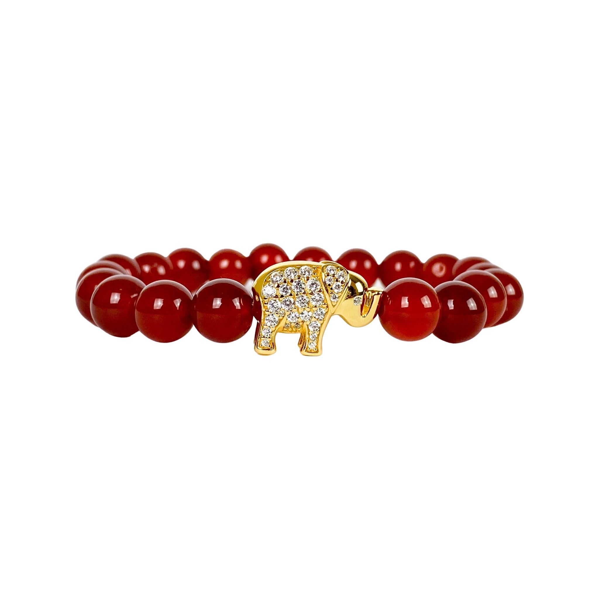 ELEPHANT ON CARNELIAN ELASTIC BRACELET