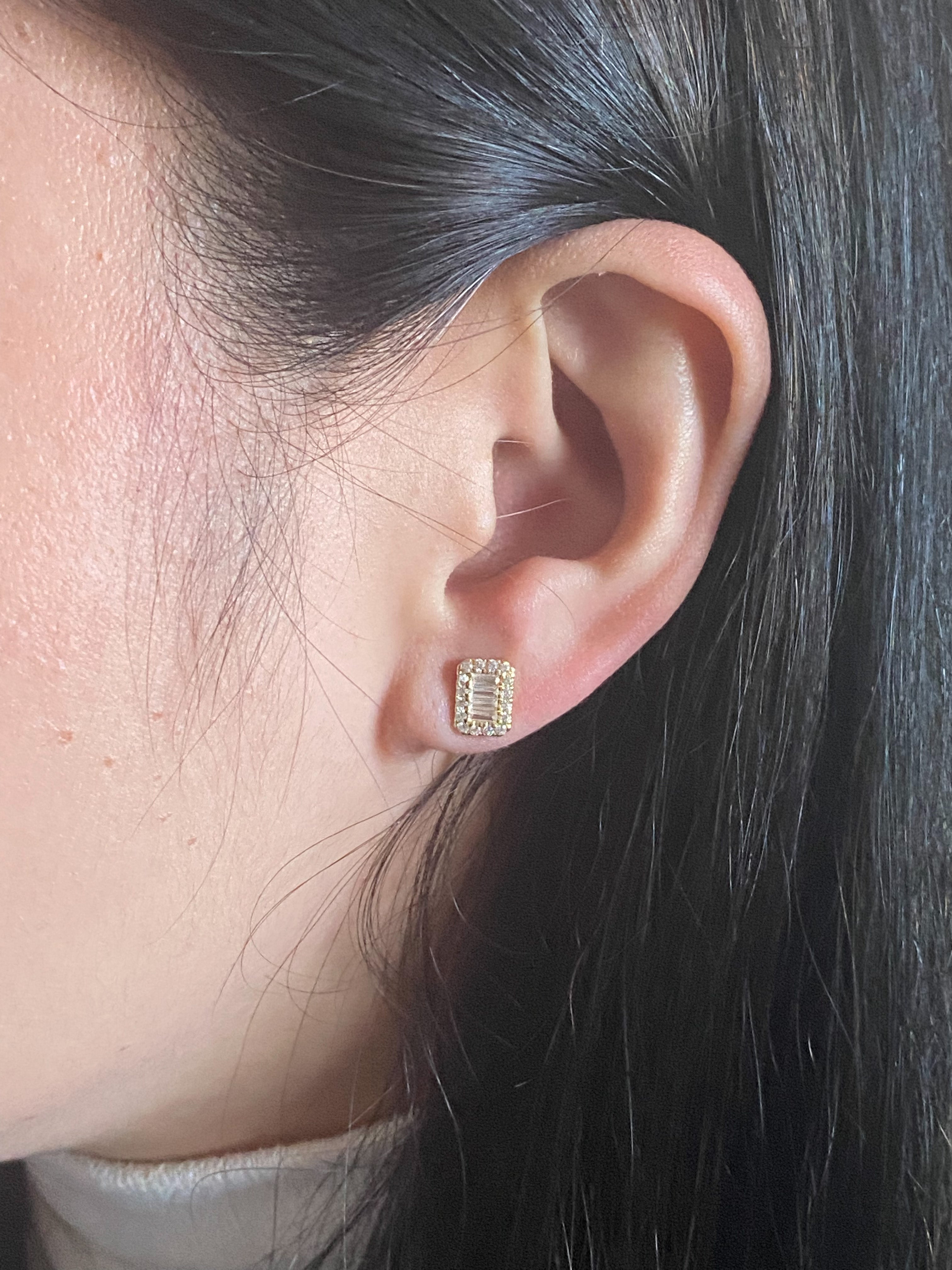 Baguette Rectangular Studs