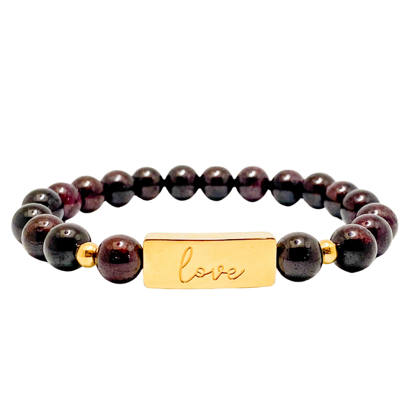 LOVE ON GARNET ELASTIC BRACELET