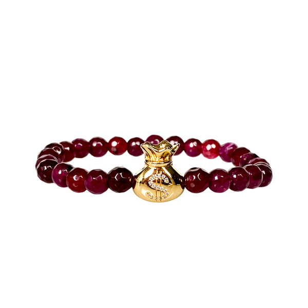 MONEY BAG ON POMEGRANATE ELASTIC BRACELET
