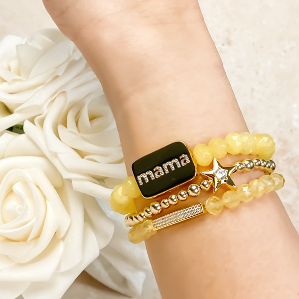 MINI CRYSTAL BAR ON CITRINE ELASTIC BRACELET