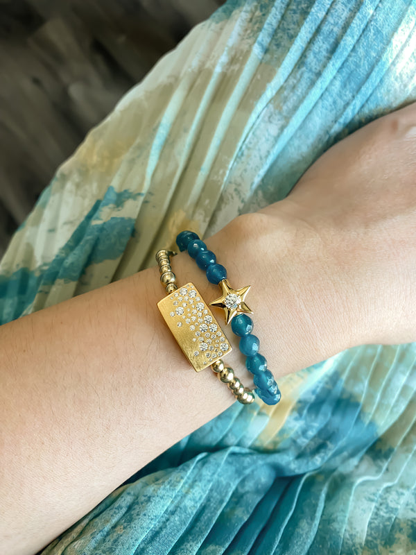 STAR ON ATLANTIC DEEP JADE ELASTIC BRACELET