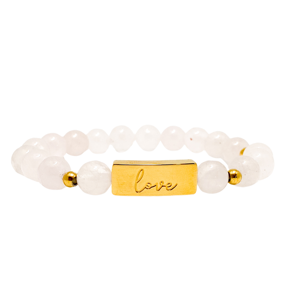 LOVE ON ROSE QUARTZ ELASTIC BRACELET