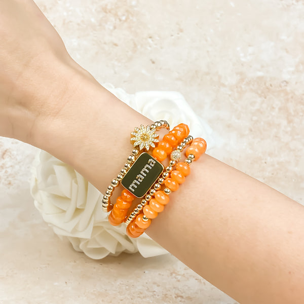 MAMA ON GOLDEN POPPY JADE ELASTIC BRACELET