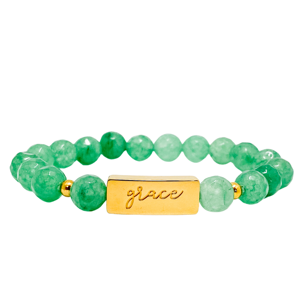 GRACE ON GREEN AVENTURINE ELASTIC BRACELET