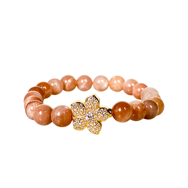 HIBISCUS ON SUNSTONE ELASTIC BRACELET