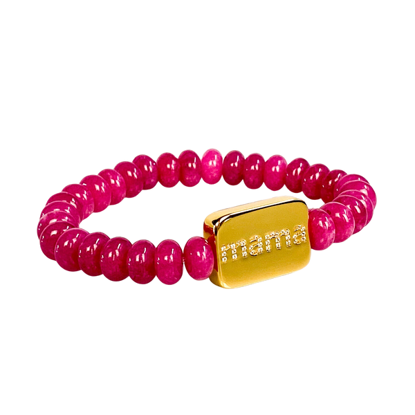 MAMA ON BEETROOT JADE ELASTIC BRACELET